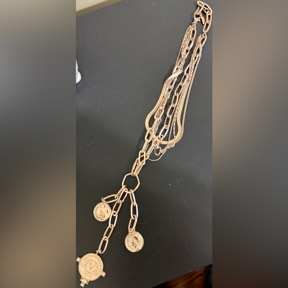Free People Rose Gold Rush Collection Layered Necklace
